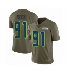 Youth Seattle Seahawks #91 Jarran Reed Limited Olive 2017 Salute to Service Football Jersey