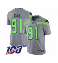 Youth Seattle Seahawks #91 Jarran Reed Limited Silver Inverted Legend 100th Season Football Jersey