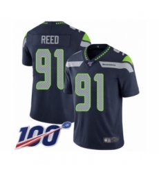 Youth Seattle Seahawks #91 Jarran Reed Navy Blue Team Color Vapor Untouchable Limited Player 100th Season Football Jersey
