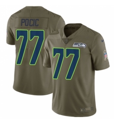 Men's Nike Seattle Seahawks #77 Ethan Pocic Limited Olive 2017 Salute to Service NFL Jersey