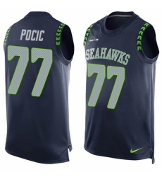 Men's Nike Seattle Seahawks #77 Ethan Pocic Limited Steel Blue Player Name & Number Tank Top NFL Jersey