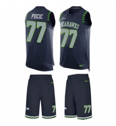 Men's Nike Seattle Seahawks #77 Ethan Pocic Limited Steel Blue Tank Top Suit NFL Jersey