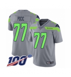 Men's Seattle Seahawks #77 Ethan Pocic Limited Silver Inverted Legend 100th Season Football Jersey