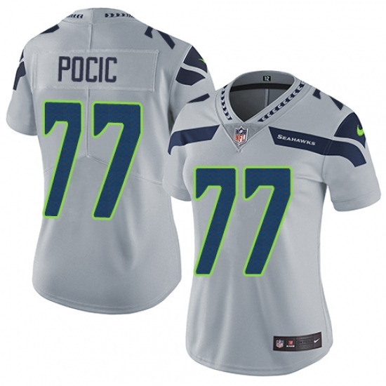 Women's Nike Seattle Seahawks #77 Ethan Pocic Grey Alternate Vapor Untouchable Limited Player NFL Jersey Women's Nike Seattle Seahawks #77 Ethan Pocic Grey Alternate Vapor Untouchable Limited Player NFL Jersey