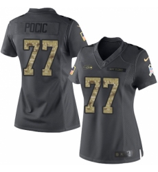 Women's Nike Seattle Seahawks #77 Ethan Pocic Limited Black 2016 Salute to Service NFL Jersey