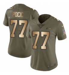 Women's Nike Seattle Seahawks #77 Ethan Pocic Limited Olive/Gold 2017 Salute to Service NFL Jersey