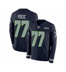 Youth Nike Seattle Seahawks #77 Ethan Pocic Limited Navy Blue Therma Long Sleeve NFL Jersey