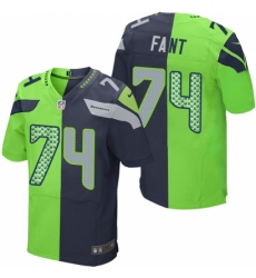 Men's Nike Seattle Seahawks #74 George Fant Elite Navy/Green Split Fashion NFL Jersey