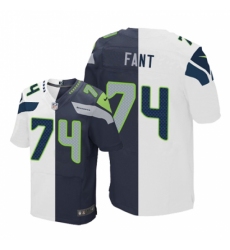 Men's Nike Seattle Seahawks #74 George Fant Elite Navy/White Split Fashion NFL Jersey
