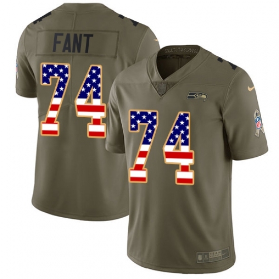 Men's Nike Seattle Seahawks #74 George Fant Limited Olive/USA Flag 2017 Salute to Service NFL Jersey Men's Nike Seattle Seahawks #74 George Fant Limited Olive/USA Flag 2017 Salute to Service NFL Jersey