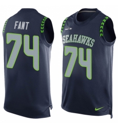 Men's Nike Seattle Seahawks #74 George Fant Limited Steel Blue Player Name & Number Tank Top NFL Jersey