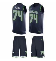 Men's Nike Seattle Seahawks #74 George Fant Limited Steel Blue Tank Top Suit NFL Jersey