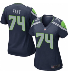 Women's Nike Seattle Seahawks #74 George Fant Game Steel Blue Team Color NFL Jersey