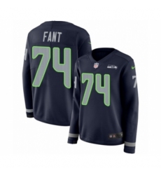 Women's Nike Seattle Seahawks #74 George Fant Limited Navy Blue Therma Long Sleeve NFL Jersey