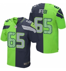 Men's Nike Seattle Seahawks #65 Germain Ifedi Elite Navy Green Split Fashion NFL Jersey