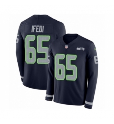 Men's Nike Seattle Seahawks #65 Germain Ifedi Limited Navy Blue Therma Long Sleeve NFL Jersey