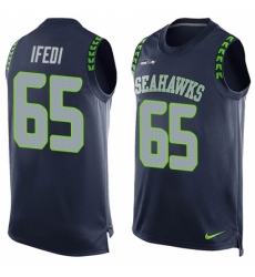 Men's Nike Seattle Seahawks #65 Germain Ifedi Limited Steel Blue Player Name & Number Tank Top NFL Jersey