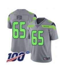 Men's Seattle Seahawks #65 Germain Ifedi Limited Silver Inverted Legend 100th Season Football Jersey