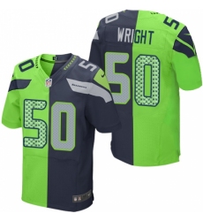 Men's Nike Seattle Seahawks #50 K.J. Wright Elite Navy/Green Split Fashion NFL Jersey