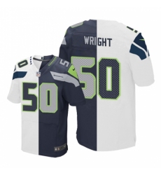 Men's Nike Seattle Seahawks #50 K.J. Wright Elite Navy/White Split Fashion NFL Jersey
