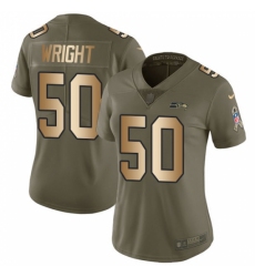 Women's Nike Seattle Seahawks #50 K.J. Wright Limited Olive/Gold 2017 Salute to Service NFL Jersey