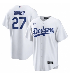 Men's Los Angeles Dodgers #27 Trevor Bauer White Nike Royal Alternate Official Replica Player Jersey