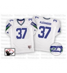 Mitchell And Ness Seattle Seahawks #37 Shaun Alexander White Authentic Throwback NFL Jersey