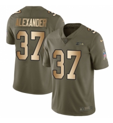 Youth Nike Seattle Seahawks #37 Shaun Alexander Limited Olive/Gold 2017 Salute to Service NFL Jersey