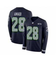 Men's Seattle Seahawks #28 Ugo Amadi Limited Navy Blue Therma Long Sleeve Football Jersey