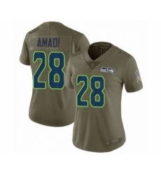 Women's Seattle Seahawks #28 Ugo Amadi Limited Olive 2017 Salute to Service Football Jersey