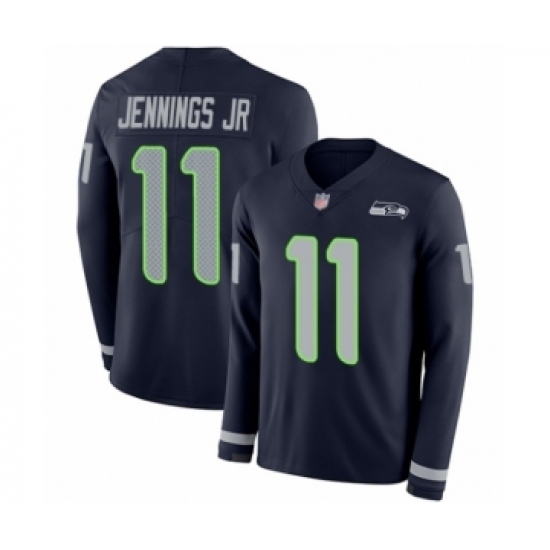 Men's Seattle Seahawks #11 Gary Jennings Jr. Limited Navy Blue Therma Long Sleeve Football Jersey Men's Seattle Seahawks #11 Gary Jennings Jr. Limited Navy Blue Therma Long Sleeve Football Jersey