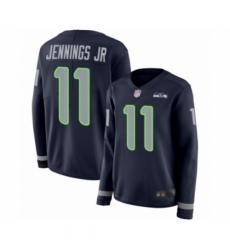 Women's Seattle Seahawks #11 Gary Jennings Jr. Limited Navy Blue Therma Long Sleeve Football Jersey