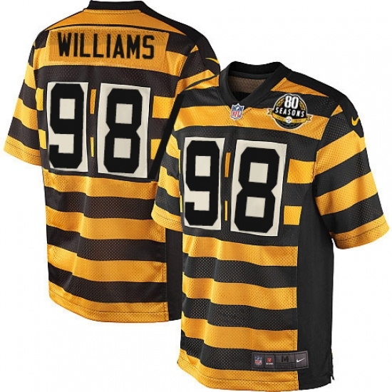 Men's Nike Pittsburgh Steelers #98 Vince Williams Game Yellow/Black Alternate 80TH Anniversary Throwback NFL Jersey Men's Nike Pittsburgh Steelers #98 Vince Williams Game Yellow/Black Alternate 80TH Anniversary Throwback NFL Jersey