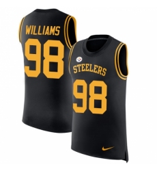 Men's Nike Pittsburgh Steelers #98 Vince Williams Limited Black Rush Player Name & Number Tank Top NFL Jersey