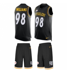 Men's Nike Pittsburgh Steelers #98 Vince Williams Limited Black Tank Top Suit NFL Jersey