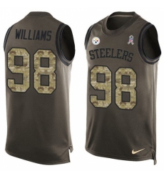 Men's Nike Pittsburgh Steelers #98 Vince Williams Limited Green Salute to Service Tank Top NFL Jersey