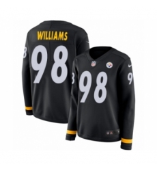 Women's Nike Pittsburgh Steelers #98 Vince Williams Limited Black Therma Long Sleeve NFL Jersey