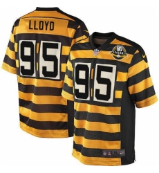 Men's Nike Pittsburgh Steelers #95 Greg Lloyd Game Yellow/Black Alternate 80TH Anniversary Throwback NFL Jersey