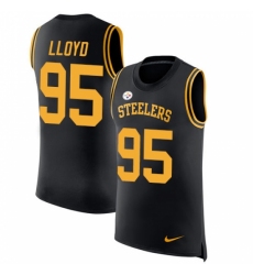 Men's Nike Pittsburgh Steelers #95 Greg Lloyd Limited Black Rush Player Name & Number Tank Top NFL Jersey