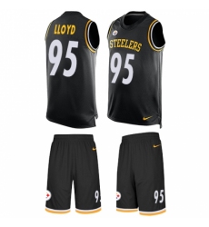 Men's Nike Pittsburgh Steelers #95 Greg Lloyd Limited Black Tank Top Suit NFL Jersey