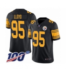 Men's Pittsburgh Steelers #95 Greg Lloyd Limited Black Rush Vapor Untouchable 100th Season Football Jersey