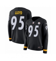 Women's Nike Pittsburgh Steelers #95 Greg Lloyd Limited Black Therma Long Sleeve NFL Jersey