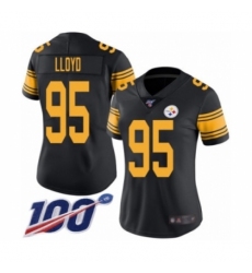 Women's Pittsburgh Steelers #95 Greg Lloyd Limited Black Rush Vapor Untouchable 100th Season Football Jersey