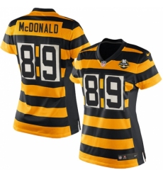 Women's Nike Pittsburgh Steelers #89 Vance McDonald Elite Yellow/Black Alternate 80TH Anniversary Throwback NFL Jersey