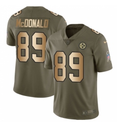 Youth Nike Pittsburgh Steelers #89 Vance McDonald Limited Olive/Gold 2017 Salute to Service NFL Jersey