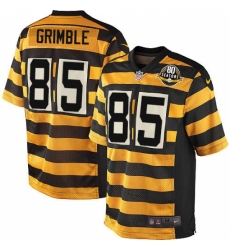 Men's Nike Pittsburgh Steelers #85 Xavier Grimble Elite Yellow/Black Alternate 80TH Anniversary Throwback NFL Jersey