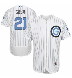 Men's Majestic Chicago Cubs #21 Sammy Sosa Authentic White 2016 Father's Day Fashion Flex Base MLB Jersey