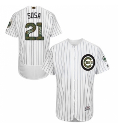 Men's Majestic Chicago Cubs #21 Sammy Sosa Authentic White 2016 Memorial Day Fashion Flex Base MLB Jersey