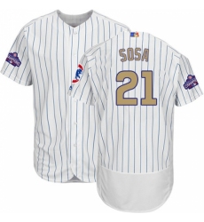 Men's Majestic Chicago Cubs #21 Sammy Sosa Authentic White 2017 Gold Program Flex Base MLB Jersey