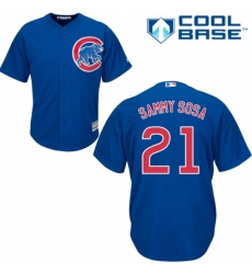 Men's Majestic Chicago Cubs #21 Sammy Sosa Replica Royal Blue Alternate Cool Base MLB Jersey